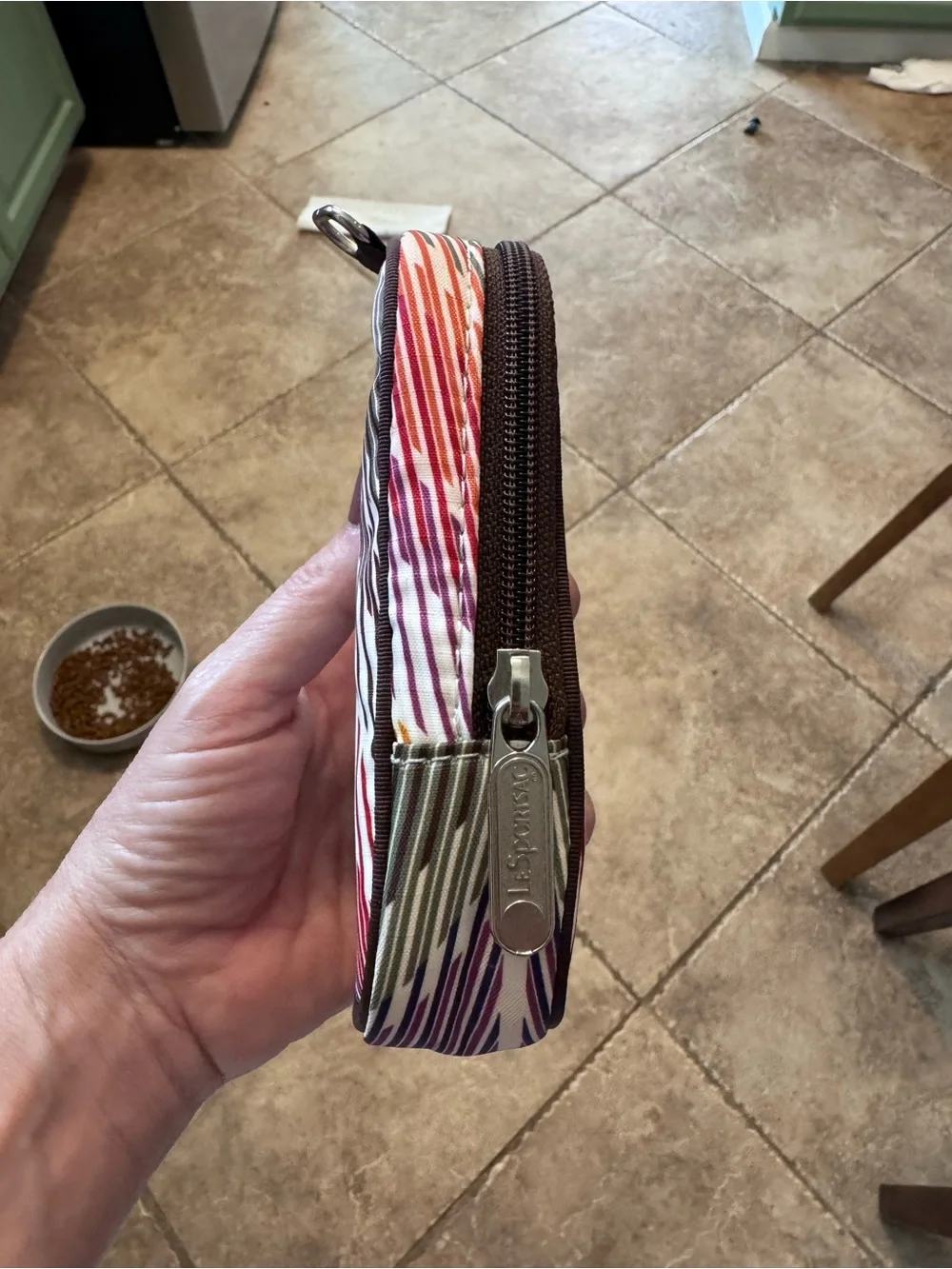 LeSportsac Brown/White Patterned Pouch